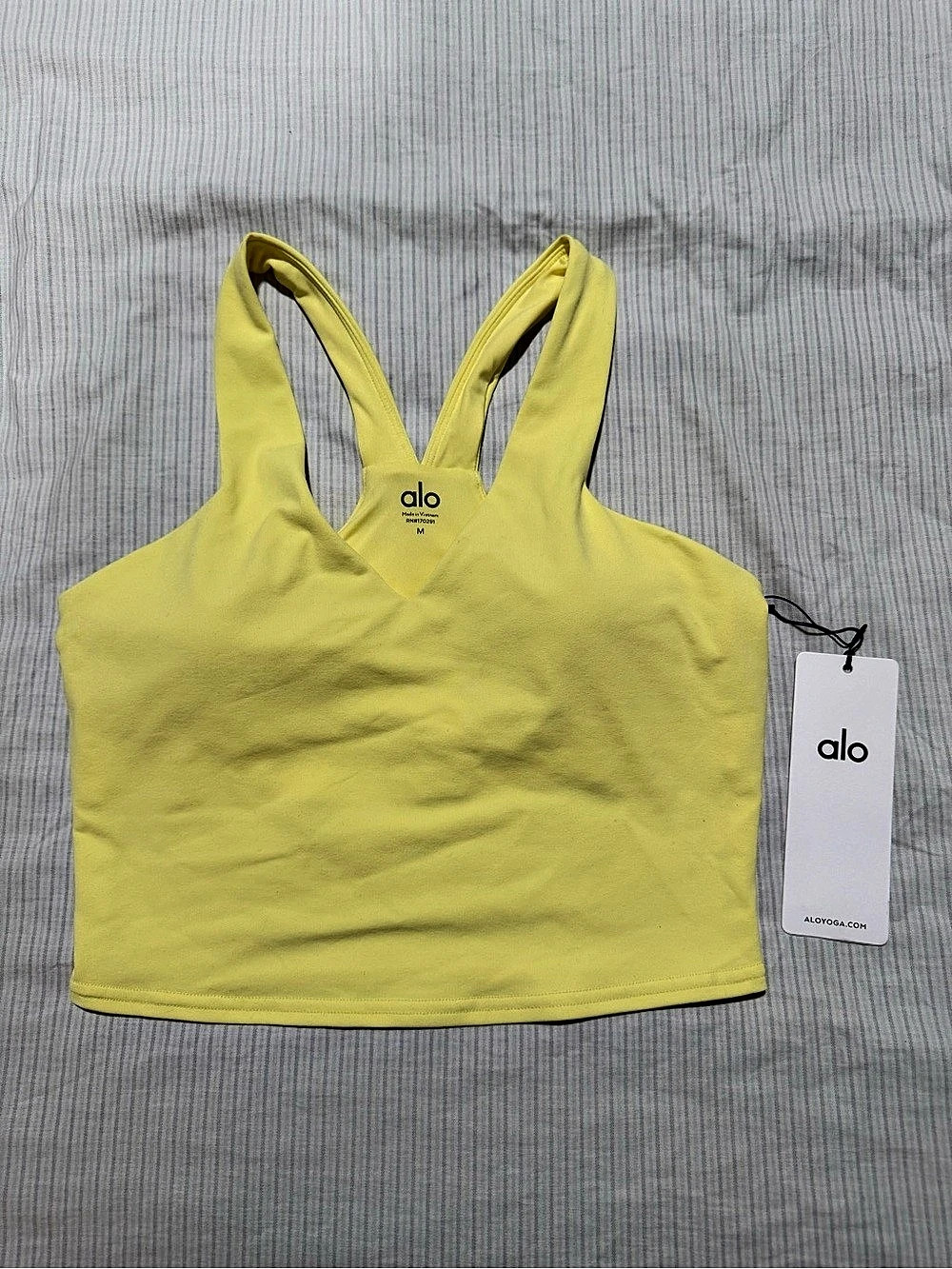 Alo Airbrush Real Bra Tank Yellow Medium NWT